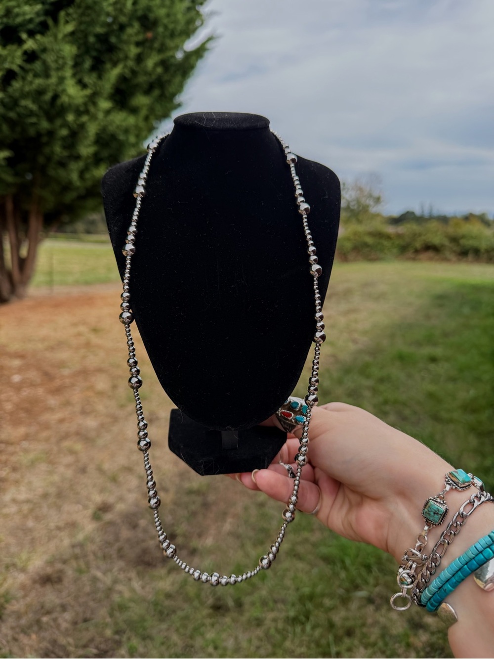 Graduated Stainless Steel Pearl Necklace